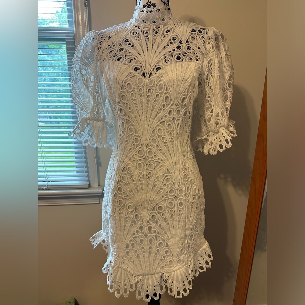 NWT FashionNova White Lace Crochet Mini Dress